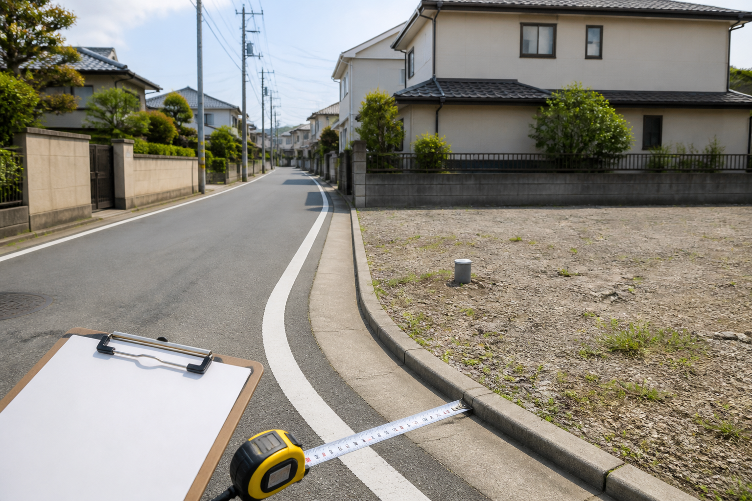 戸建てや土地を見る前に道路とのつながりを落ち着いて確認する場面をイメージするアイキャッチ